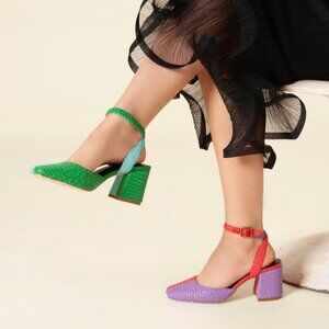 Charlotte Stone Heels, Toni the Woven in Size 13 (fits like a 12)